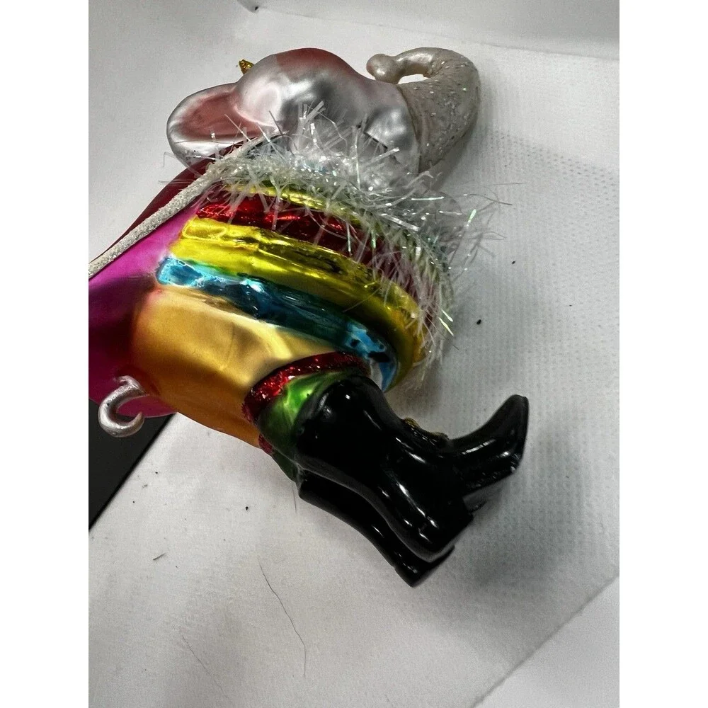 Glass Christmas ornament elephant with hat cape colorful approx 5